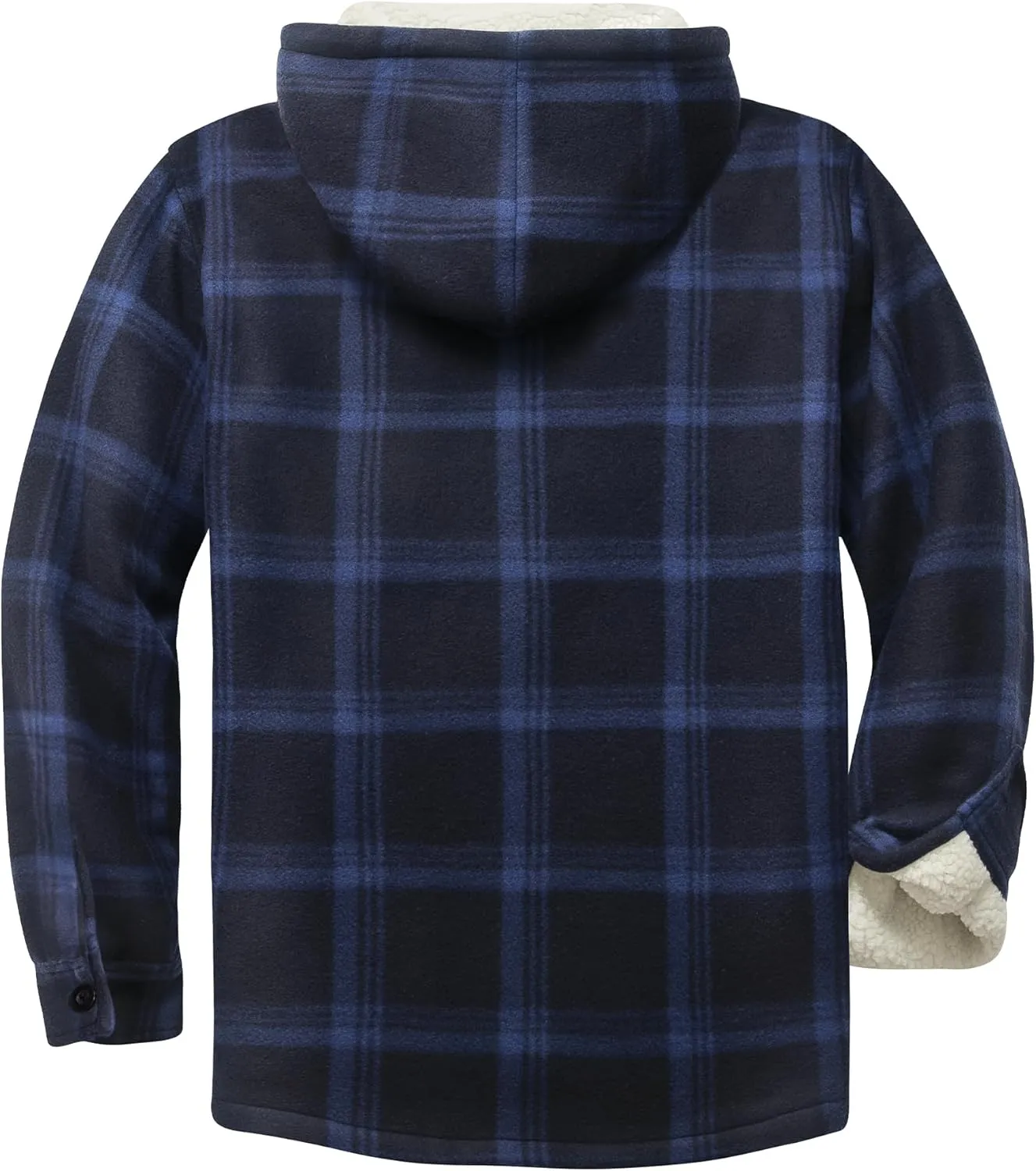 SCODI Men's Flannel Shirt Jacket Fleece Sherpa Lined Plaid Jackets Coat Full Zip Up Hoodie Winter Outwear