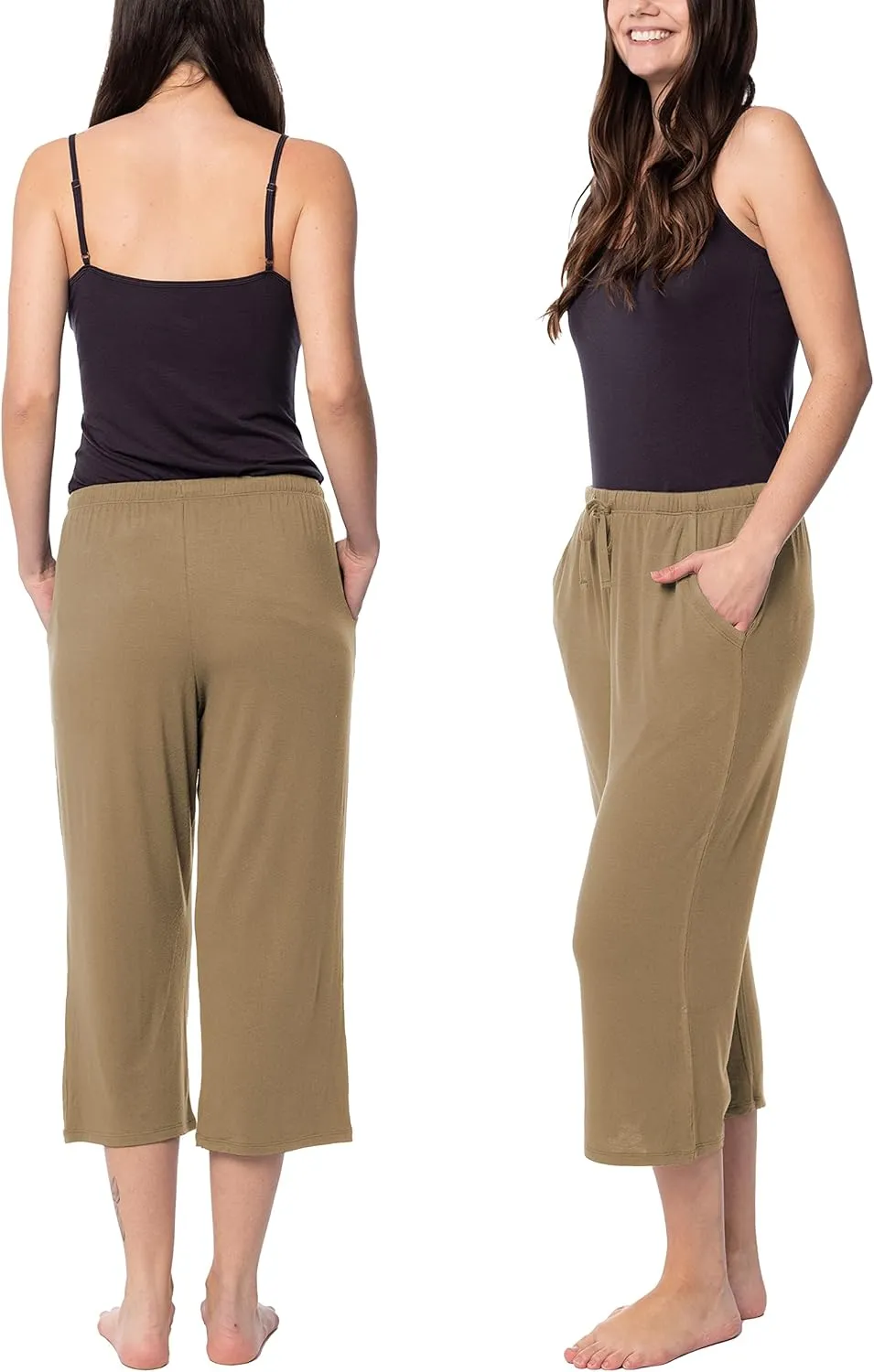 Sexy Basics 24/7 Anywear Women's 3 Pack Relaxed Flowy Capri Cropped Yoga Lounge Pants