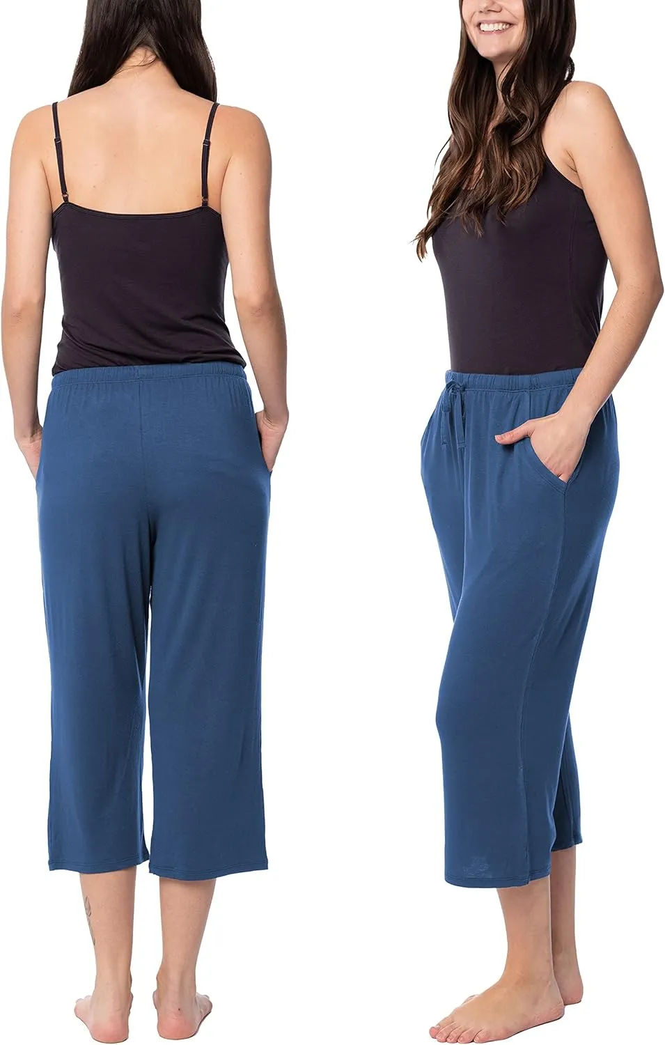 Sexy Basics 24/7 Anywear Women's 3 Pack Relaxed Flowy Capri Cropped Yoga Lounge Pants