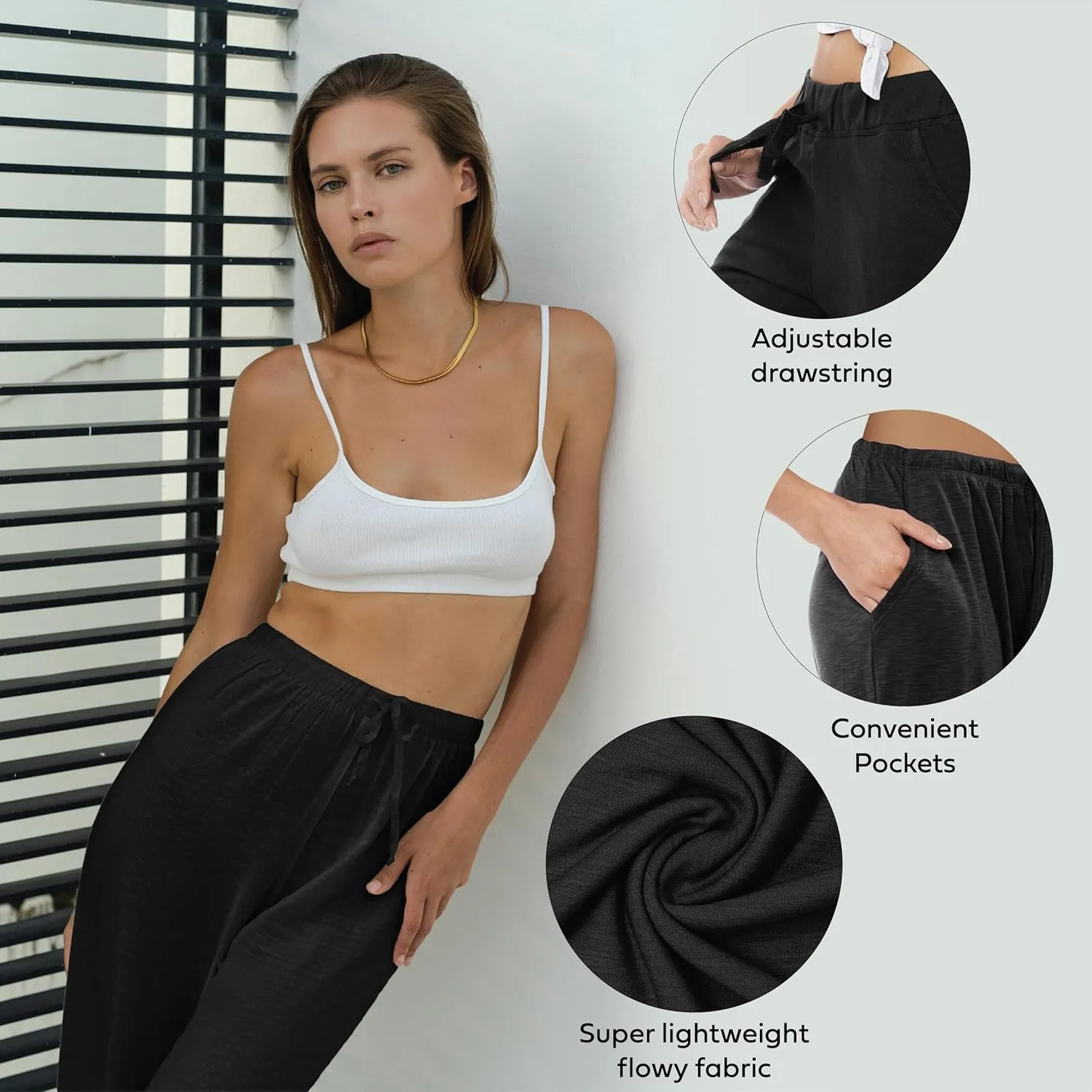 Sexy Basics Women's 4 Pack Casual Active Relaxed Flowy Fit Lounge & Yoga Pants