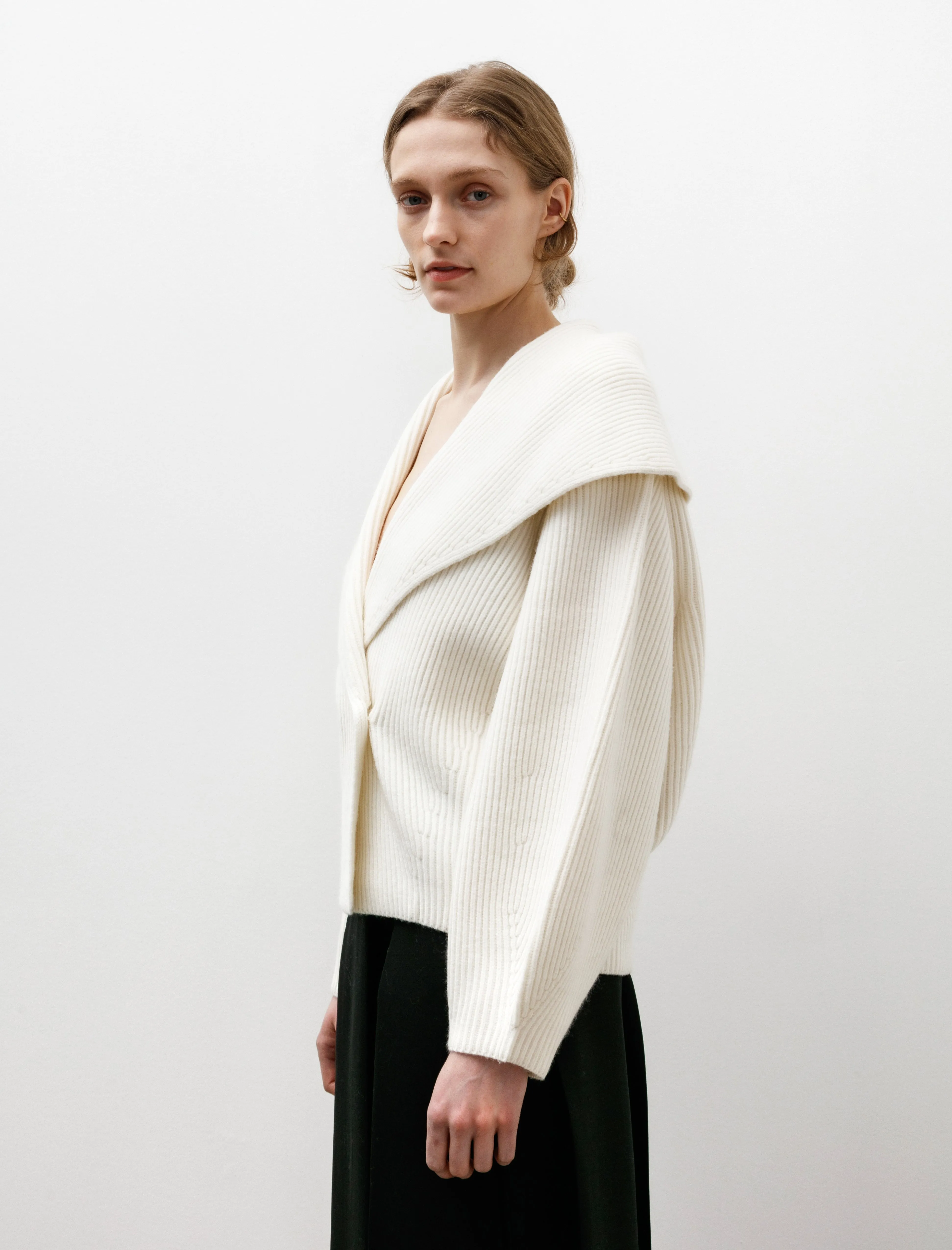 Shawl Lapel Cardigan Milk