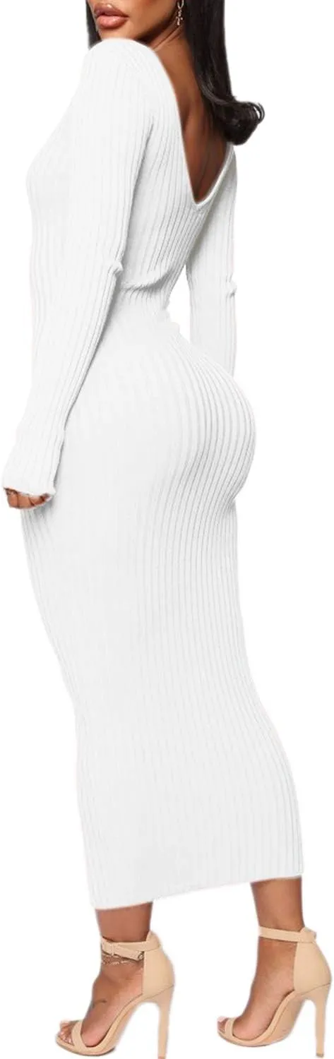 SheKiss Womens Off Shoulder Plus Size Work Business Sweater Dresses Long Sleeves Bodycon Cardigans Outfits