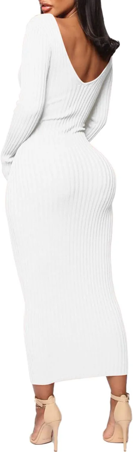 SheKiss Womens Off Shoulder Plus Size Work Business Sweater Dresses Long Sleeves Bodycon Cardigans Outfits