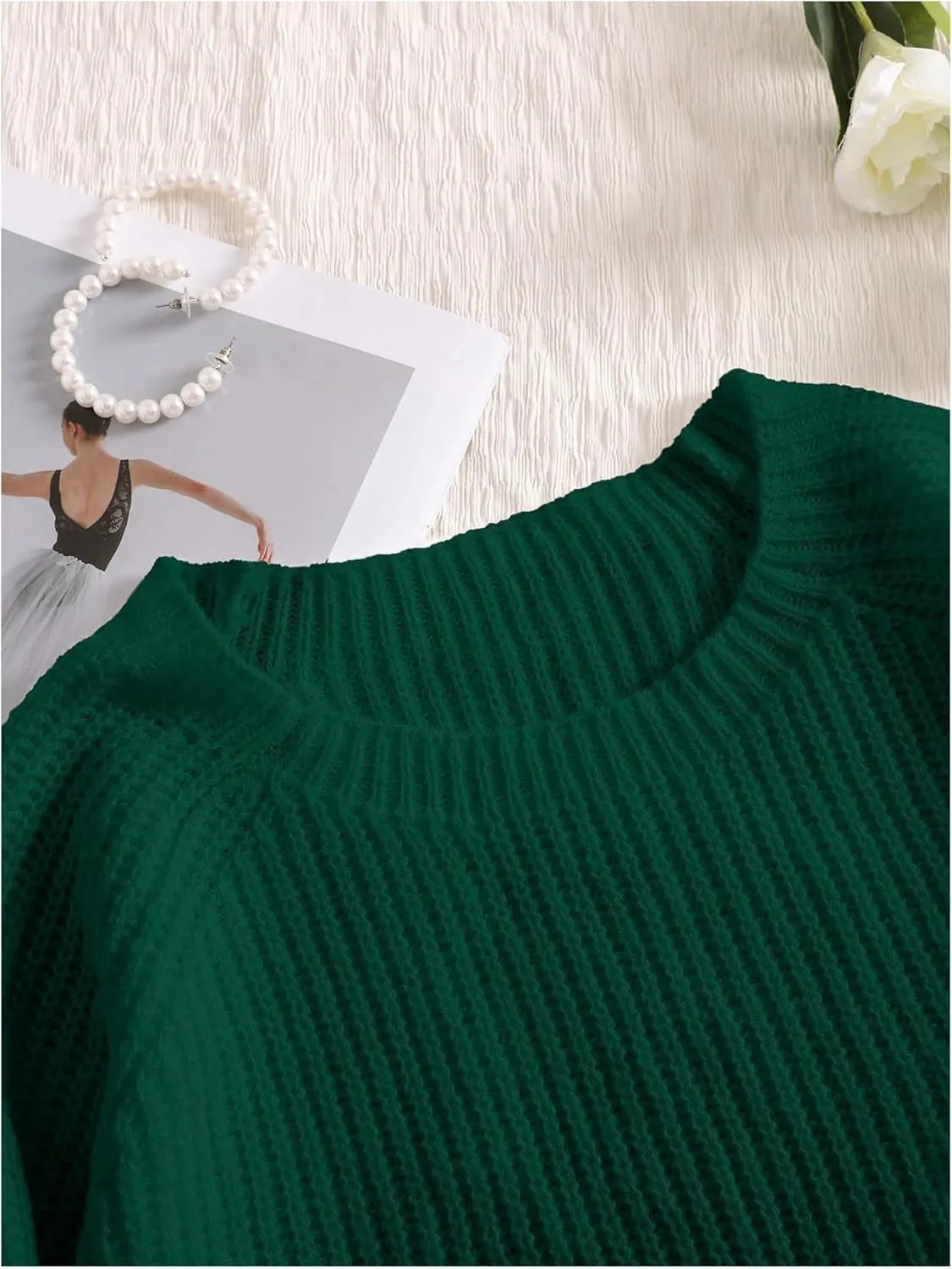 SHENHE Women's Plus Size Bow Sweater Cut Out Raglan Sleeve Crew Neck Loose Knitted Sweater Jumper