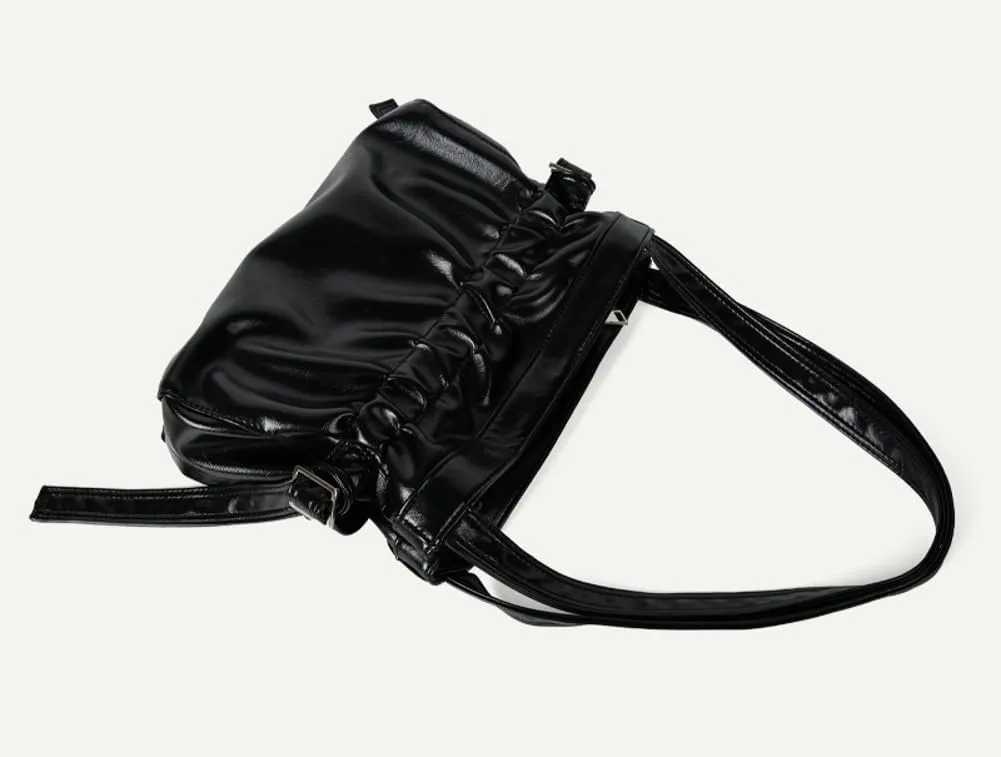 Shoulder Bag for Women Trendy Ruffled Tote Bag Vegan Leather Hobo Bag Purse Slouchy Top Handle Handbag