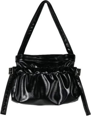Shoulder Bag for Women Trendy Ruffled Tote Bag Vegan Leather Hobo Bag Purse Slouchy Top Handle Handbag