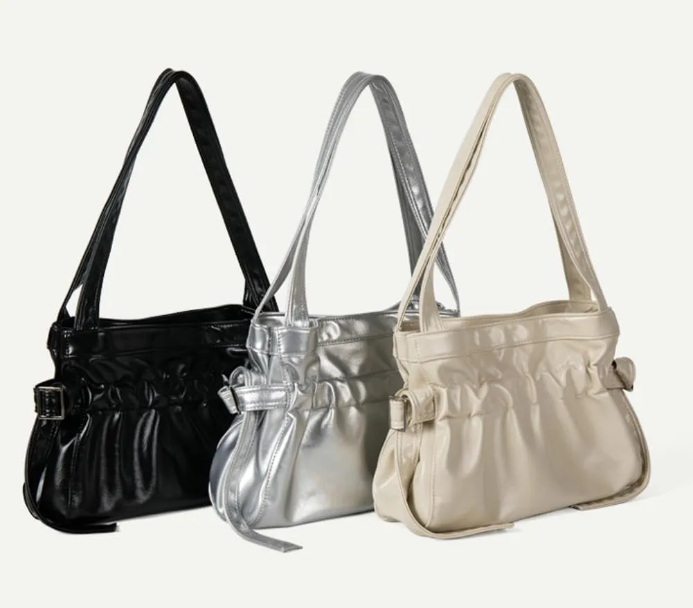 Shoulder Bag for Women Trendy Ruffled Tote Bag Vegan Leather Hobo Bag Purse Slouchy Top Handle Handbag