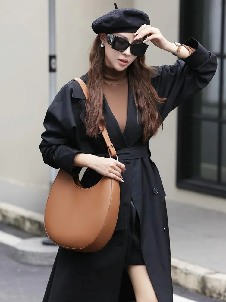 Shoulder Bags for Women Crescent Hobo Bags Genuine Leather Underarm Shoulder Purse with Zip Closure