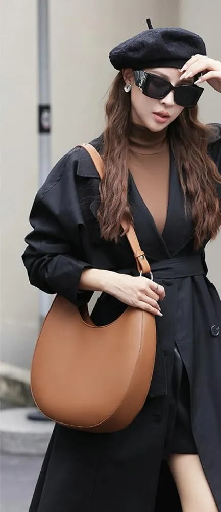 Shoulder Bags for Women Crescent Hobo Bags Genuine Leather Underarm Shoulder Purse with Zip Closure