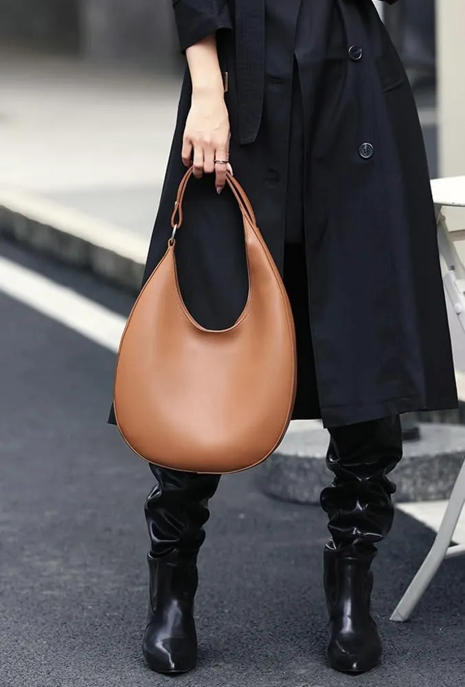 Shoulder Bags for Women Crescent Hobo Bags Genuine Leather Underarm Shoulder Purse with Zip Closure