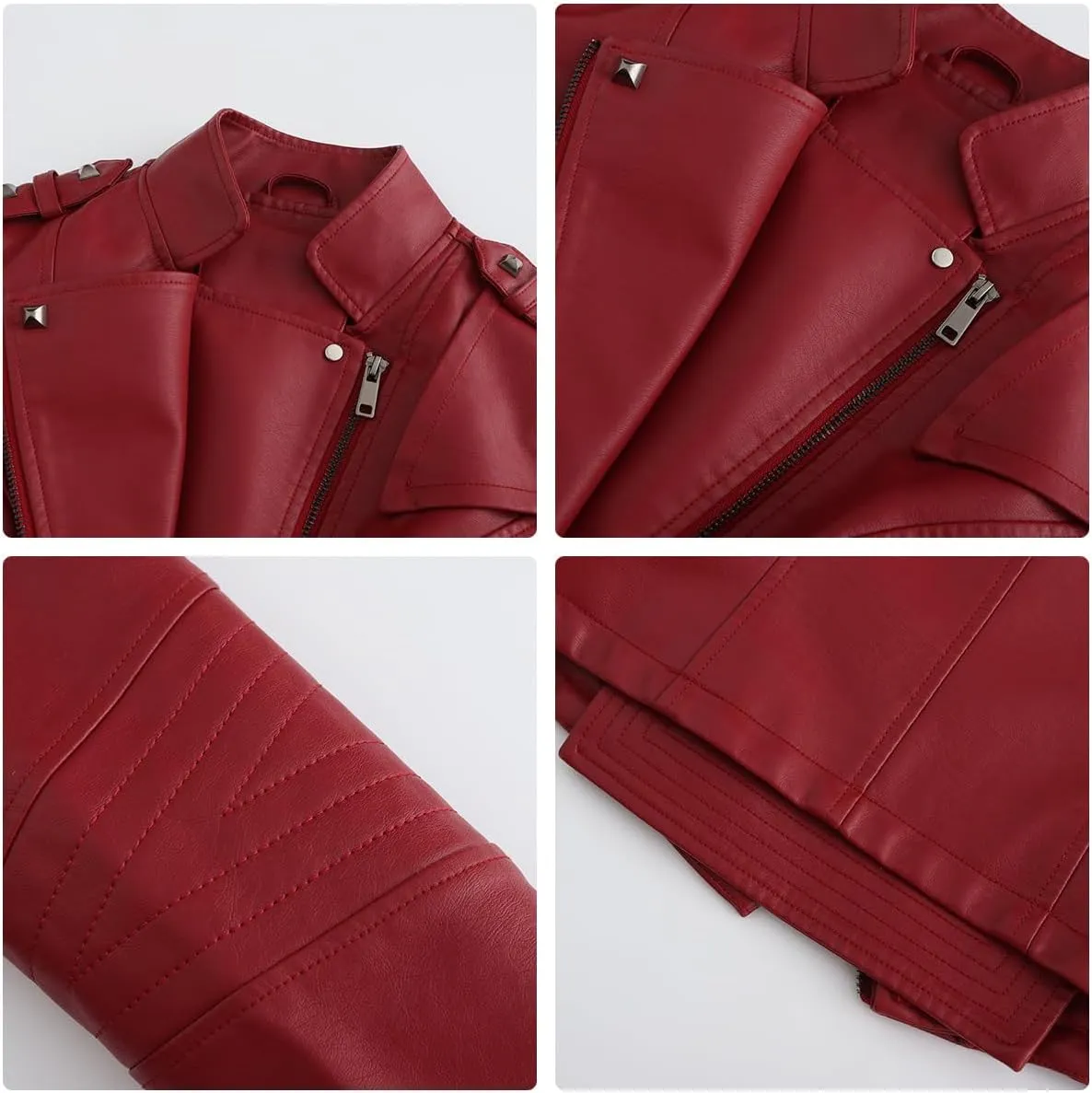 Sister Amy Women PU Leather Jacket Women Bomber Jacket Cropped Zipper Jacket Moto Coat