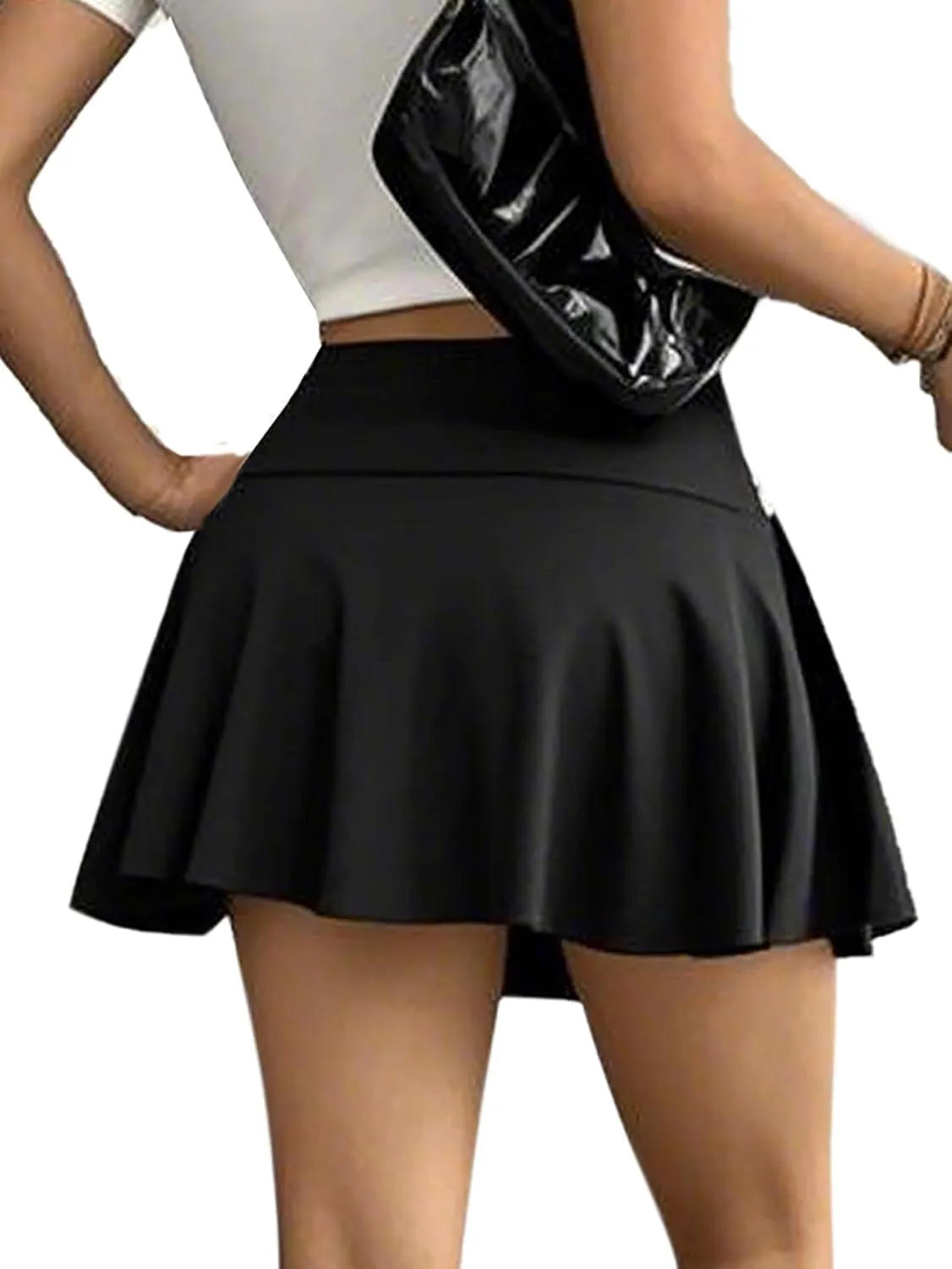 SOFIA'S CHOICE Women's Elastic Waist Mini Skirts Skorts Pleated Crossover Flowy Flared Short Skirt