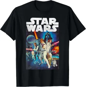 Star Wars Vintage Cast Poster Disney  T-Shirt