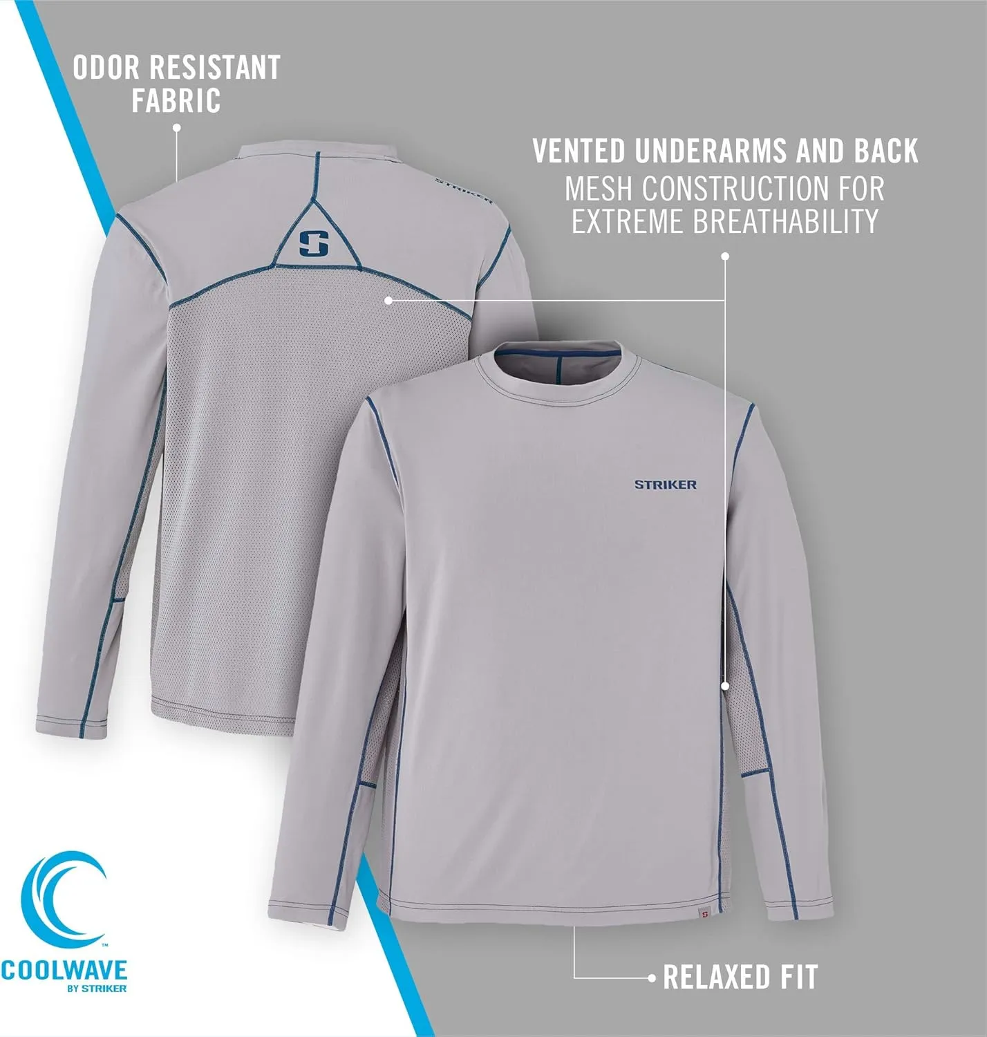 Striker Men's Triumph UPF 50  Ultralight Moisture Wicking Fishing Shirt - Active Long-Sleeve Top w/Vented Underarms & Back