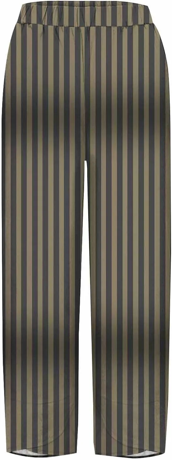 Striped Linen Pants Women 2025 Plus Size Wide Leg Cropped Pants Summer High Waist Lightweight Trousers with Pockets