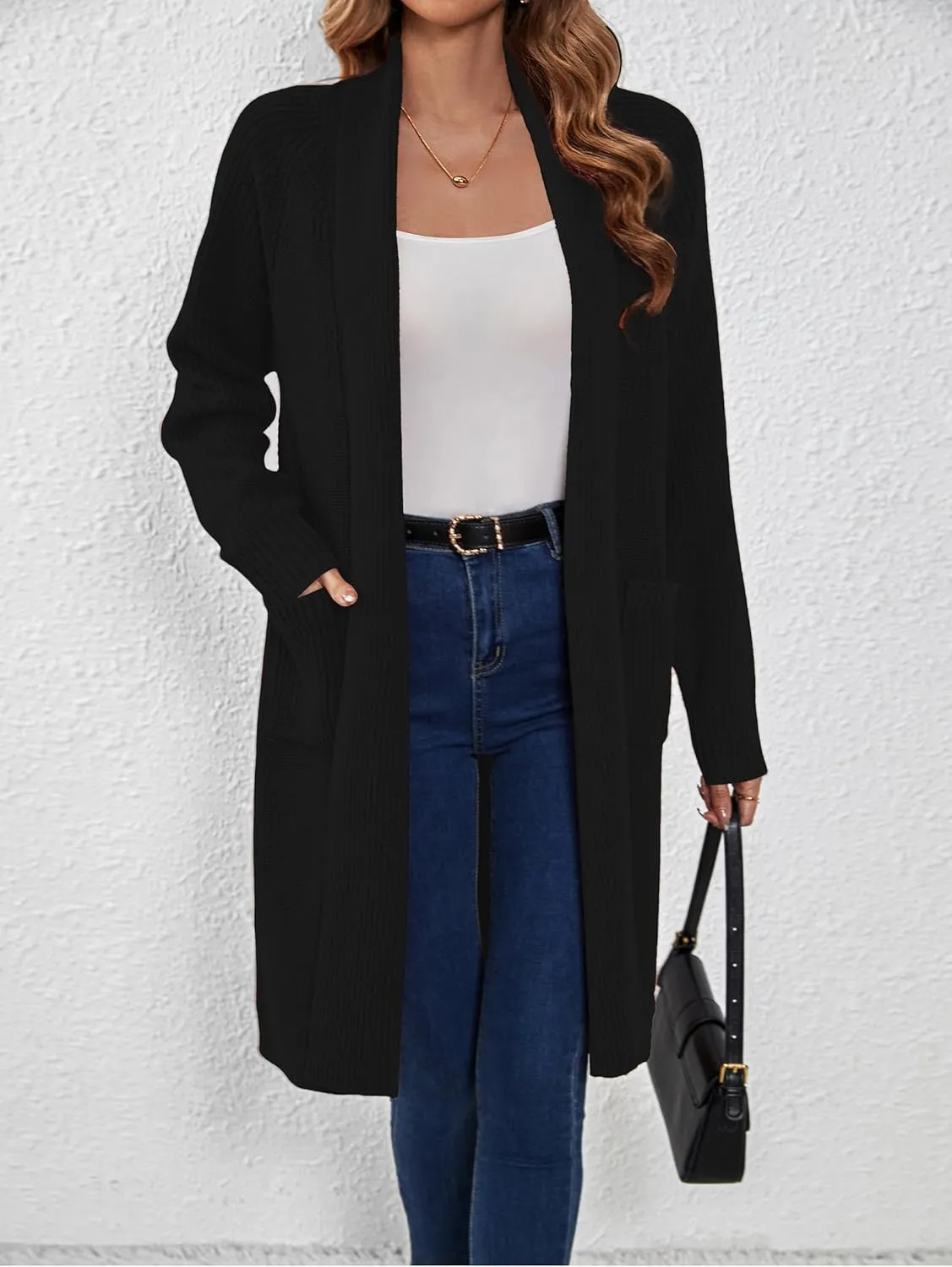 SuperPrity Cardigan Sweaters for Women Fashion 2024 Casual Open Front Knit Coat Long Sleeve Coatigan Jackets Fall Outwear