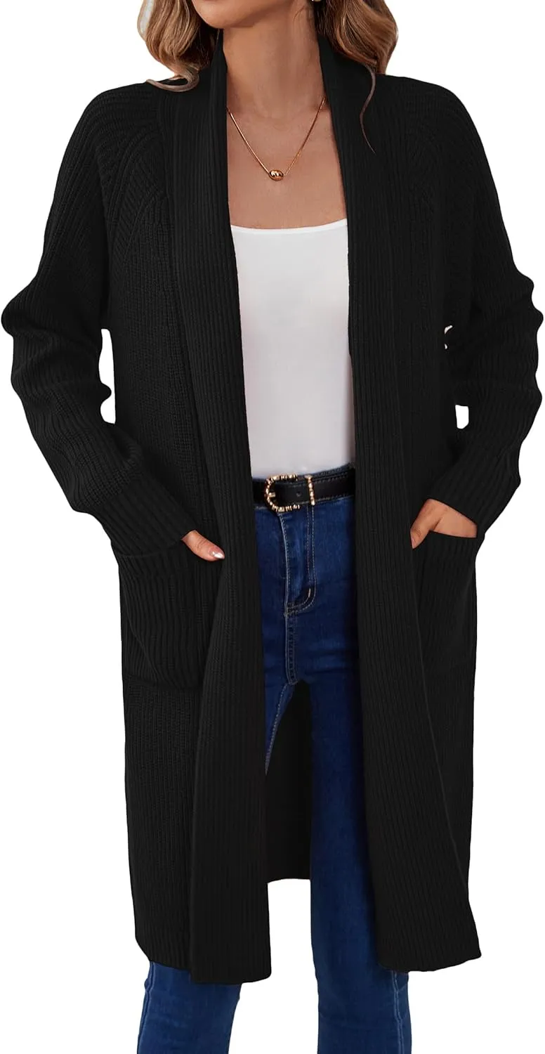 SuperPrity Cardigan Sweaters for Women Fashion 2024 Casual Open Front Knit Coat Long Sleeve Coatigan Jackets Fall Outwear