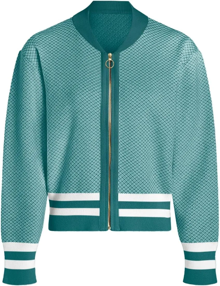 SuperPrity Womens Cardigan Sweaters Long Sleeve Zip Up Lightweight Knit Jacket Casual Baseball Coat 2024 Trendy Fall Clothes