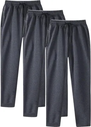SUWBMHWE Men's Casual Baggy Sweatpants 3 Pack Trousers Heavyweight Fleece Jogger Elastic Waist Drawstring Gym Workout Pants
