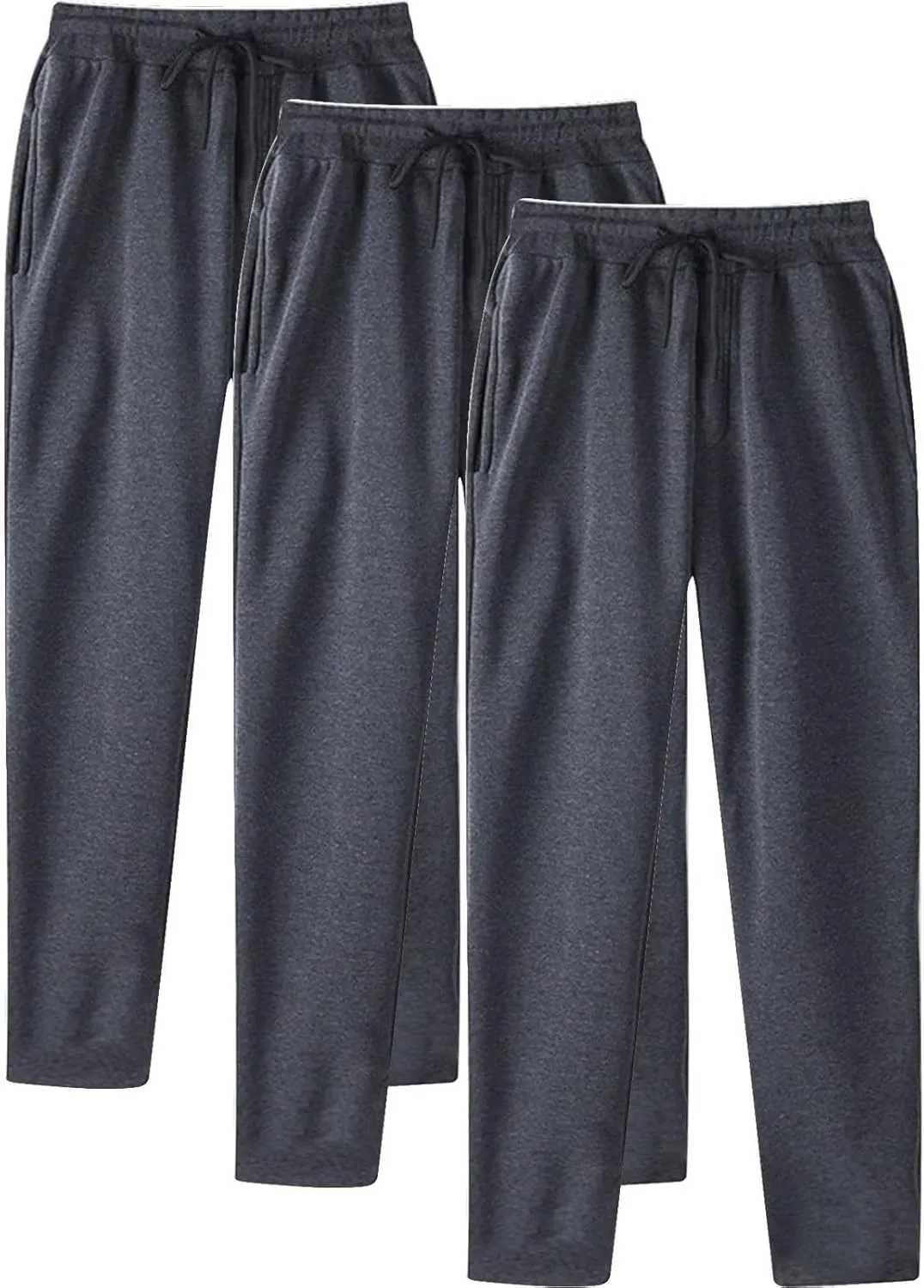 SUWBMHWE Men's Casual Baggy Sweatpants 3 Pack Trousers Heavyweight Fleece Jogger Elastic Waist Drawstring Gym Workout Pants