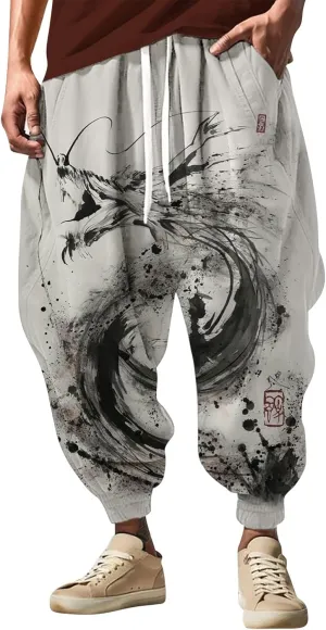Sweatpants Fun Print Fashion Street Feel Casual Sweatpants Baggy Elastic Waist Novelty Pant Casual Pants Men