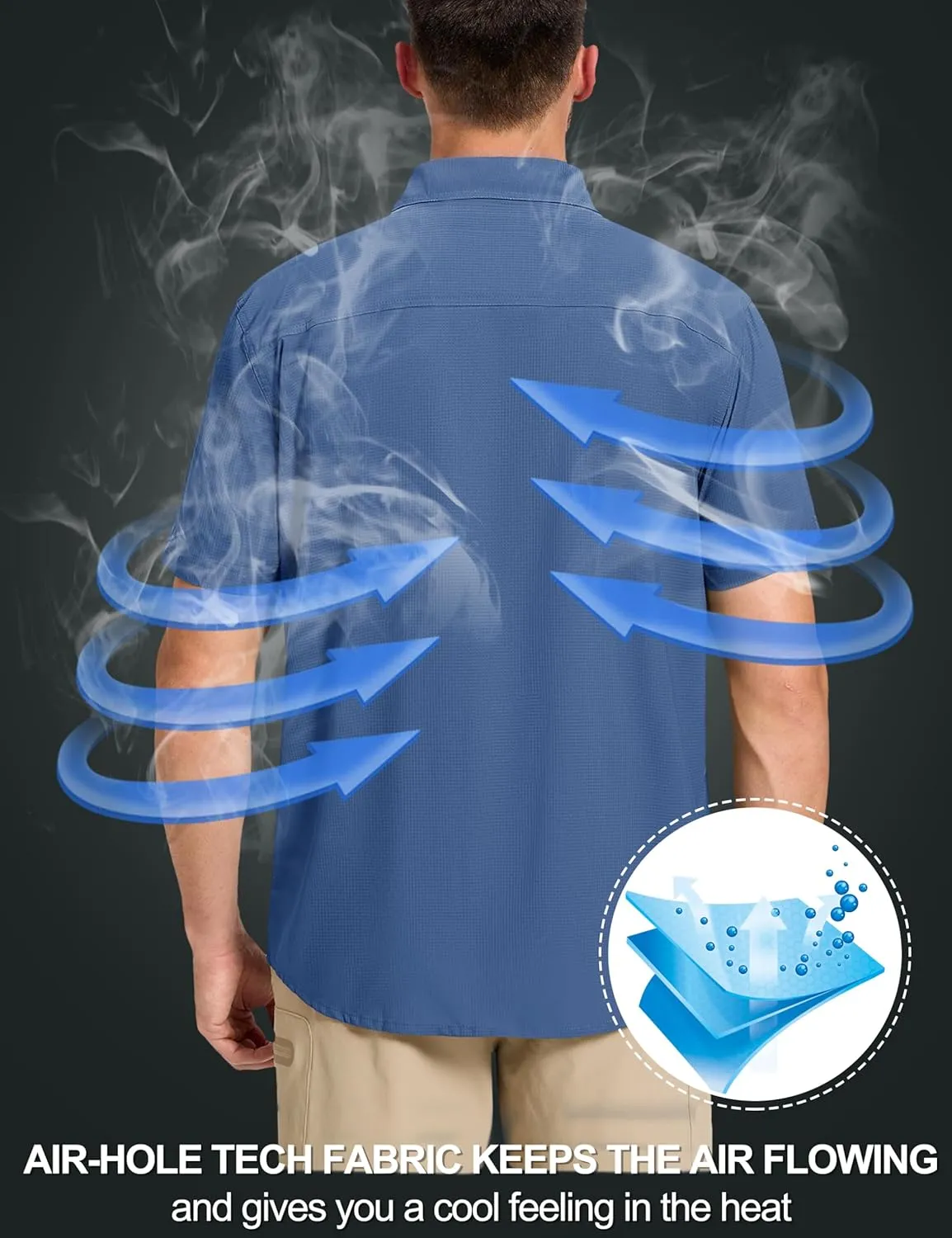 TACVASEN Fishing Shirts for Men Cool Hiking Shirt Button Up Short Sleeve SPF UPF 50  Sun Shirt Quick Dry for Tactical