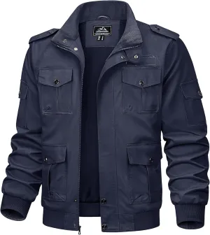 TACVASEN Men's Military Cargo Jacket with Multi Pockets