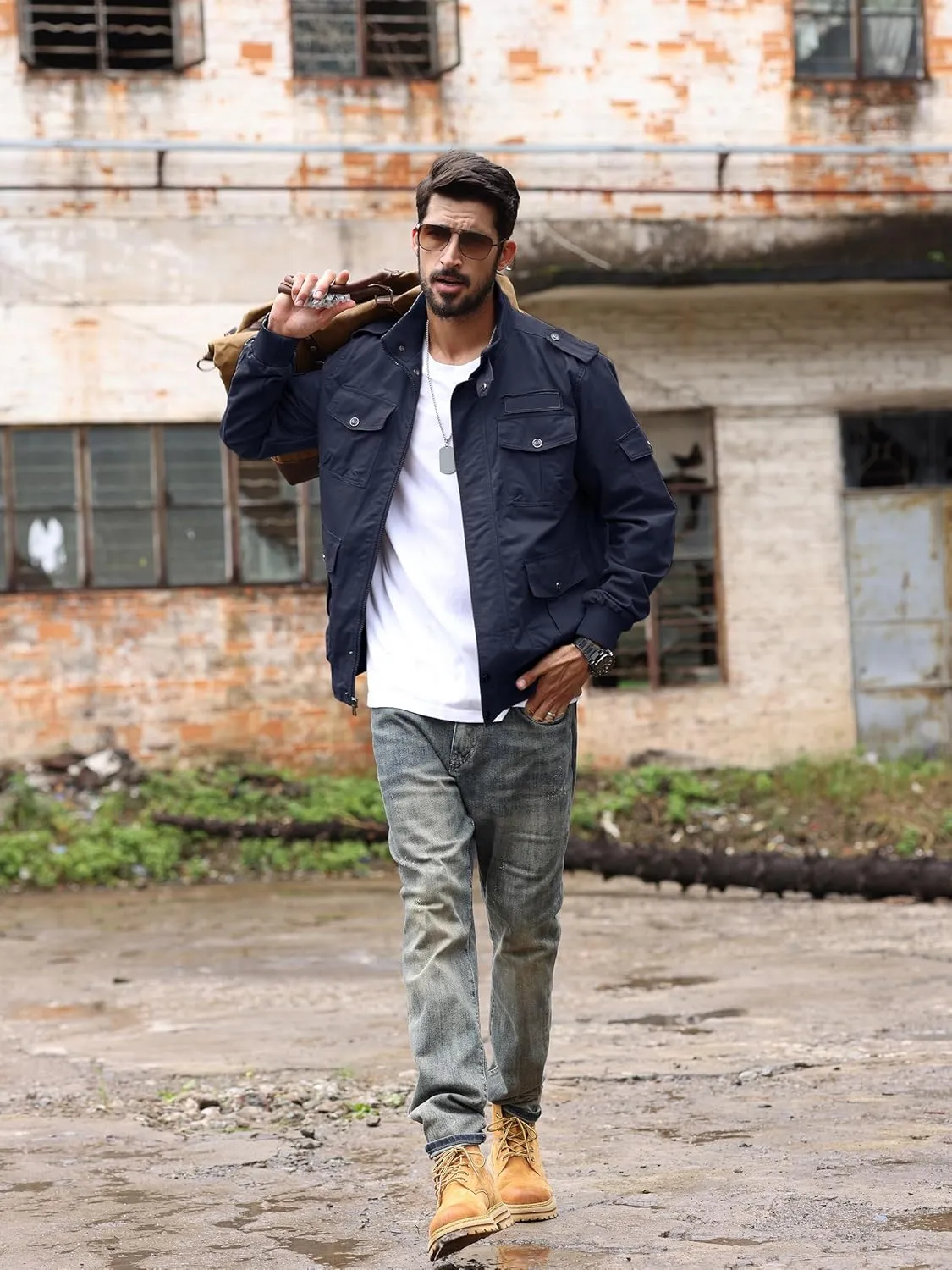 TACVASEN Men's Military Cargo Jacket with Multi Pockets
