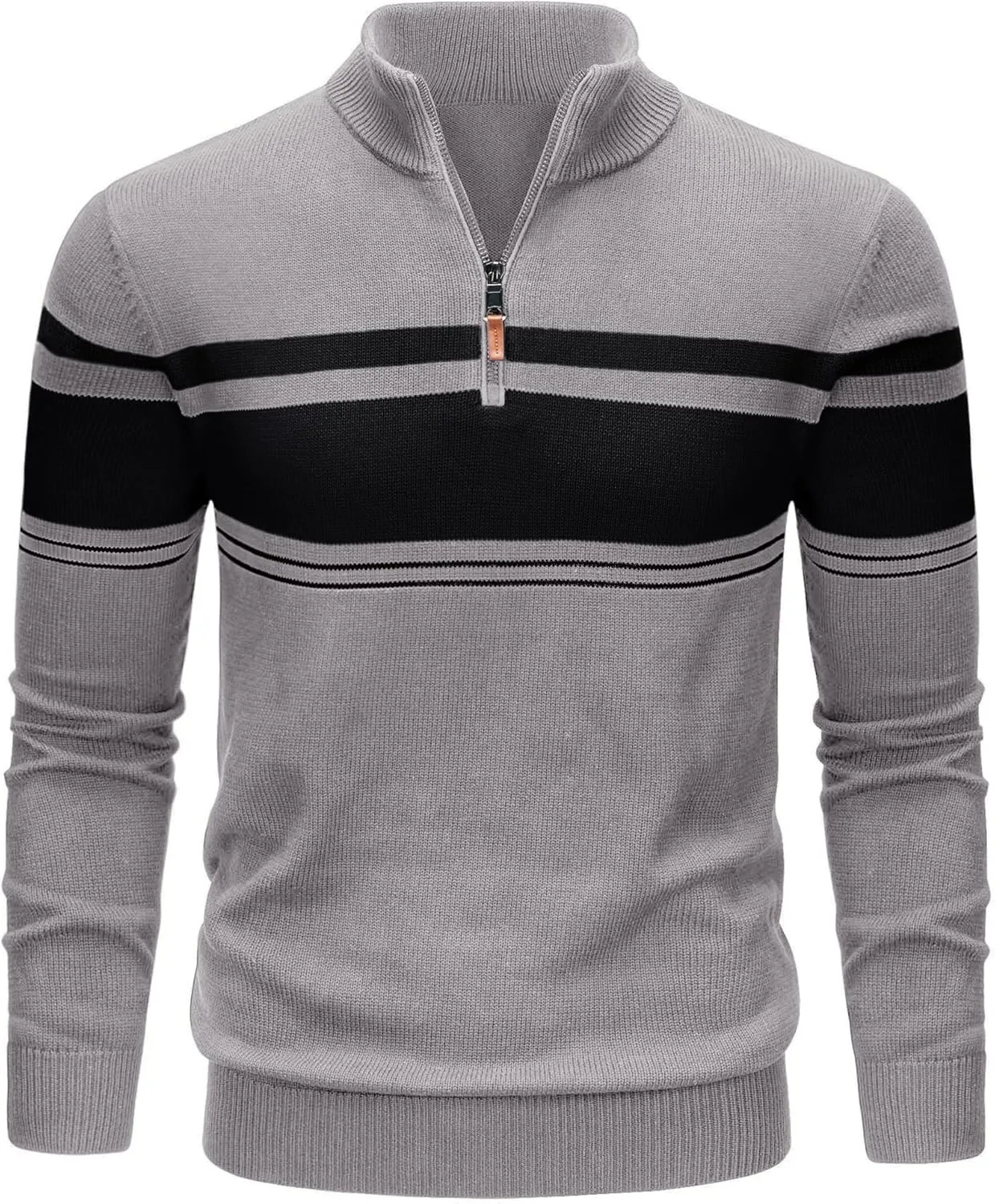 TACVASEN Mens Sweater Quarter Zip Pullover Cotton Long Sleeve Sweaters Striped Causal Pullovers Fall Winter Sweatshirt