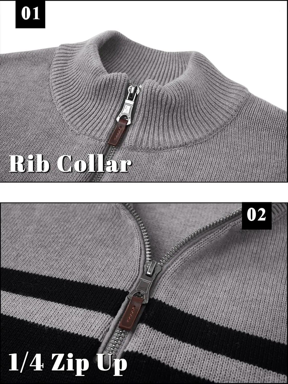 TACVASEN Mens Sweater Quarter Zip Pullover Cotton Long Sleeve Sweaters Striped Causal Pullovers Fall Winter Sweatshirt
