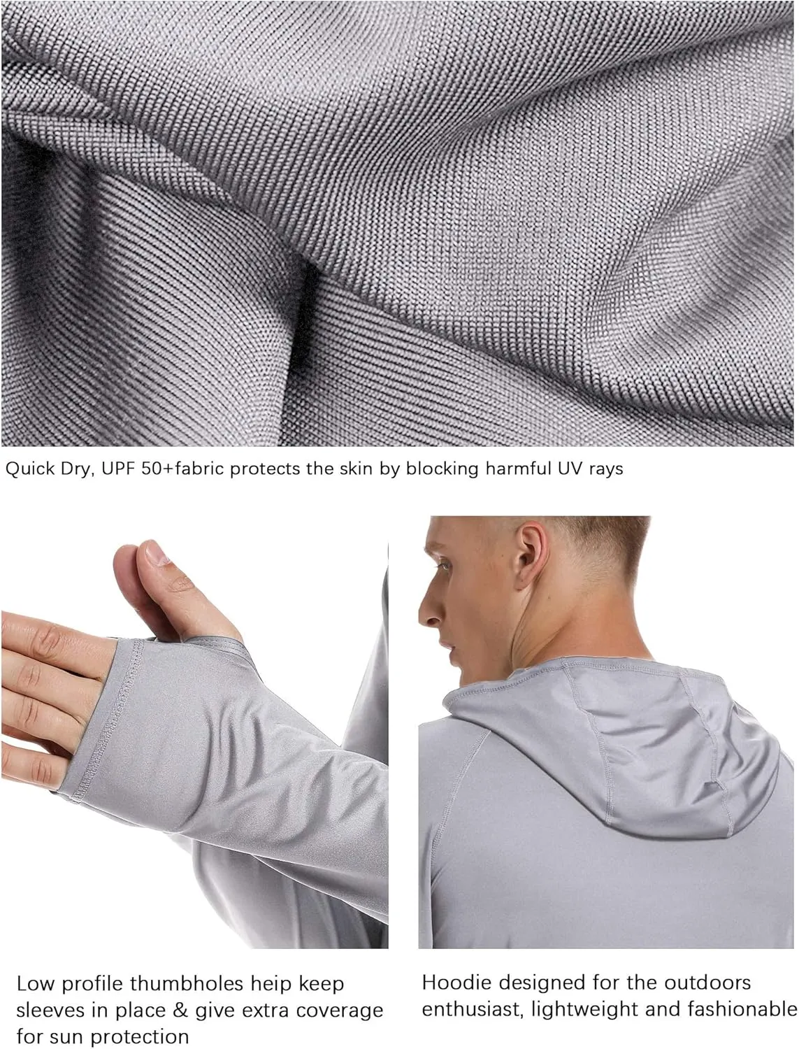 TELALEO 3/2 Pack Men's UPF 50  Sun Protection Lightweight Hoodie Performance Long Sleeve SPF UV Shirt for Fishing Running