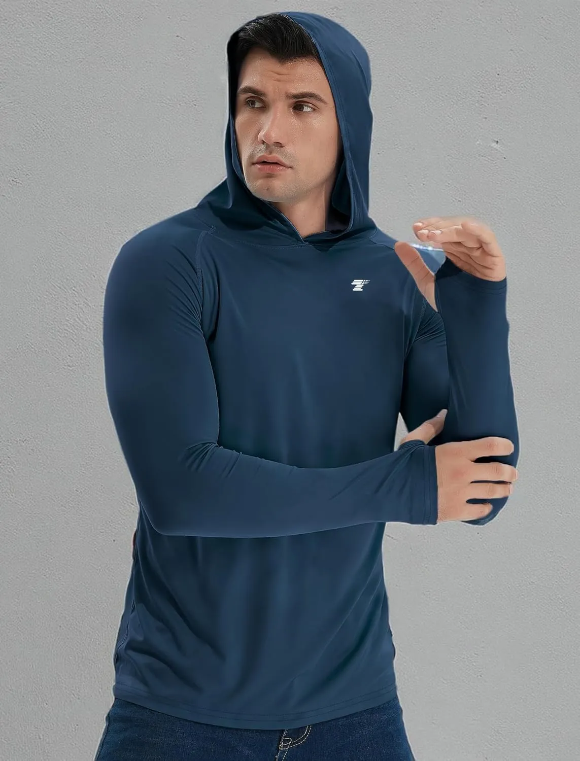 TELALEO 3/2 Pack Men's UPF 50  Sun Protection Lightweight Hoodie Performance Long Sleeve SPF UV Shirt for Fishing Running