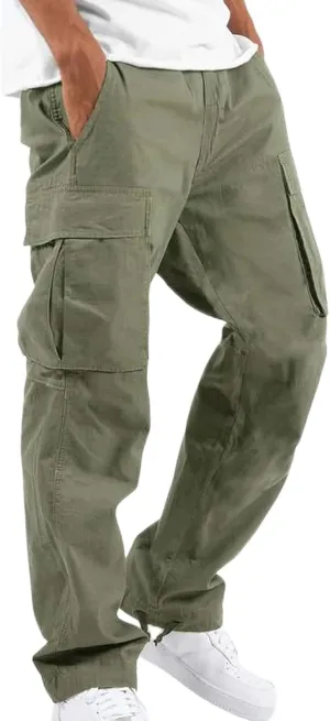 Thatrich Mens Cargo Pants Slim-Fit Casual Trousers Straight Leg Sweatpants Workout Running Pant Fall Sportswear for Jogging