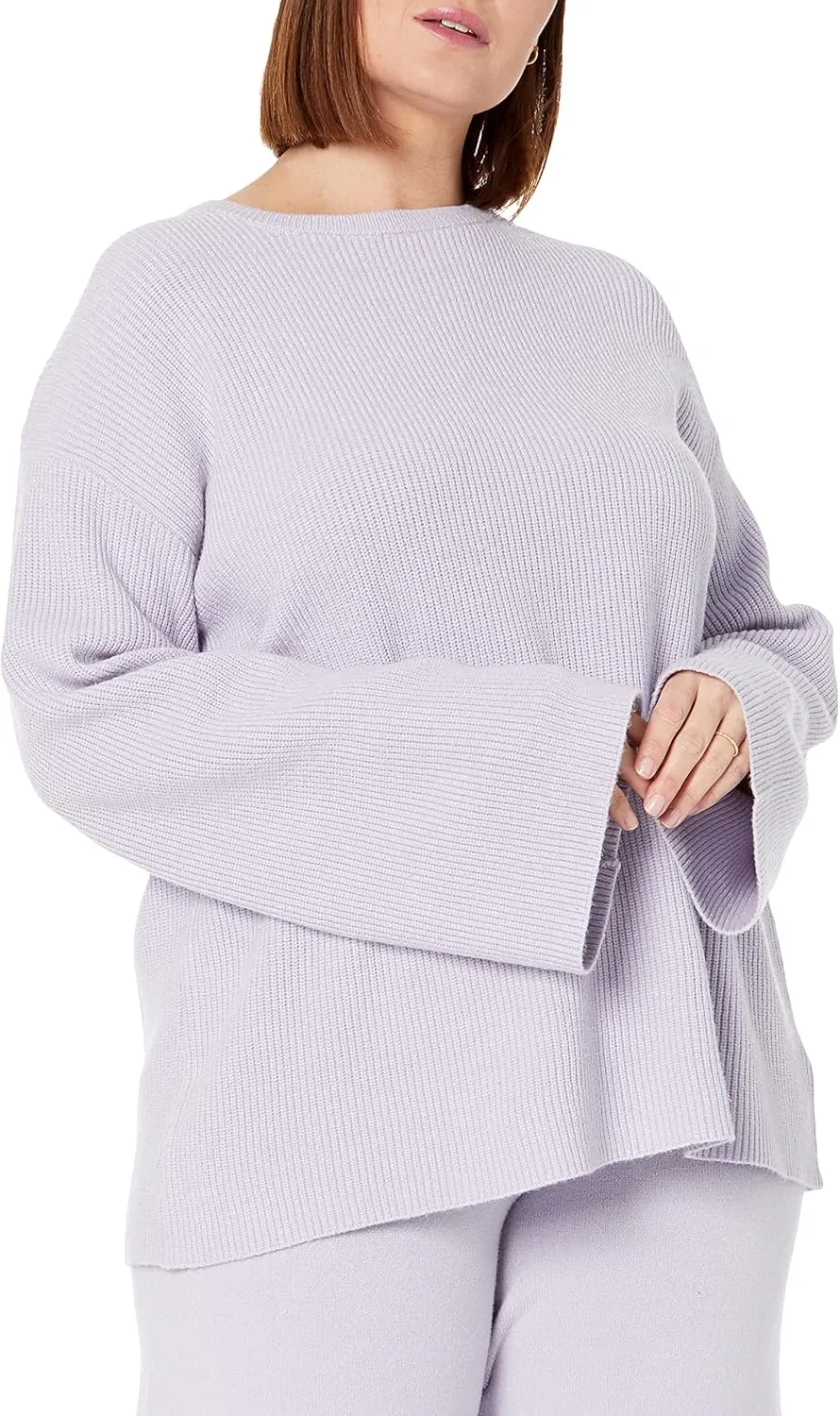 The Drop Women's Alice Crew-Neck Back-Slit Ribbed Pullover Sweater