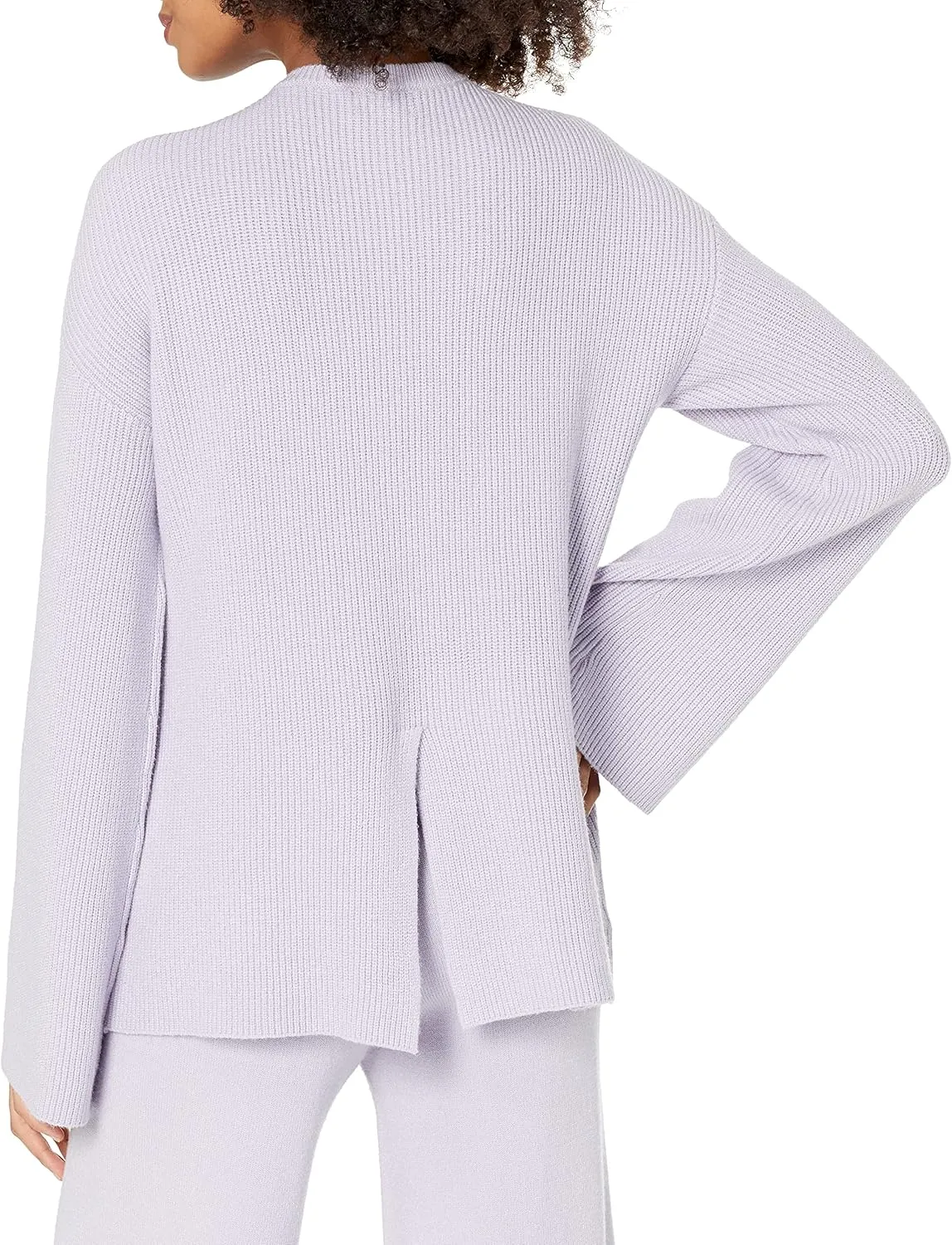 The Drop Women's Alice Crew-Neck Back-Slit Ribbed Pullover Sweater