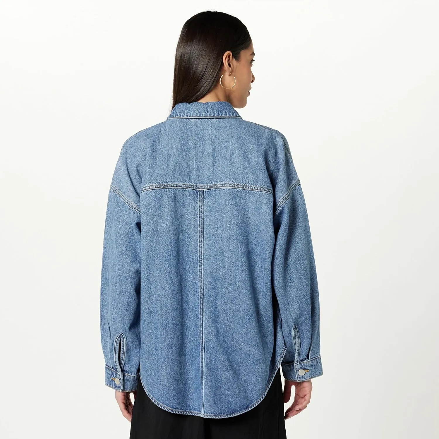 The Drop Women's Pilar Long Denim Shirt Jacket