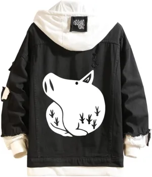 The SevenDeadly Sins Jeans Jacket Anime Meliodas Cosplay Denim Jacket Hoodie Casual Ripped Novelty Coat for Unisex