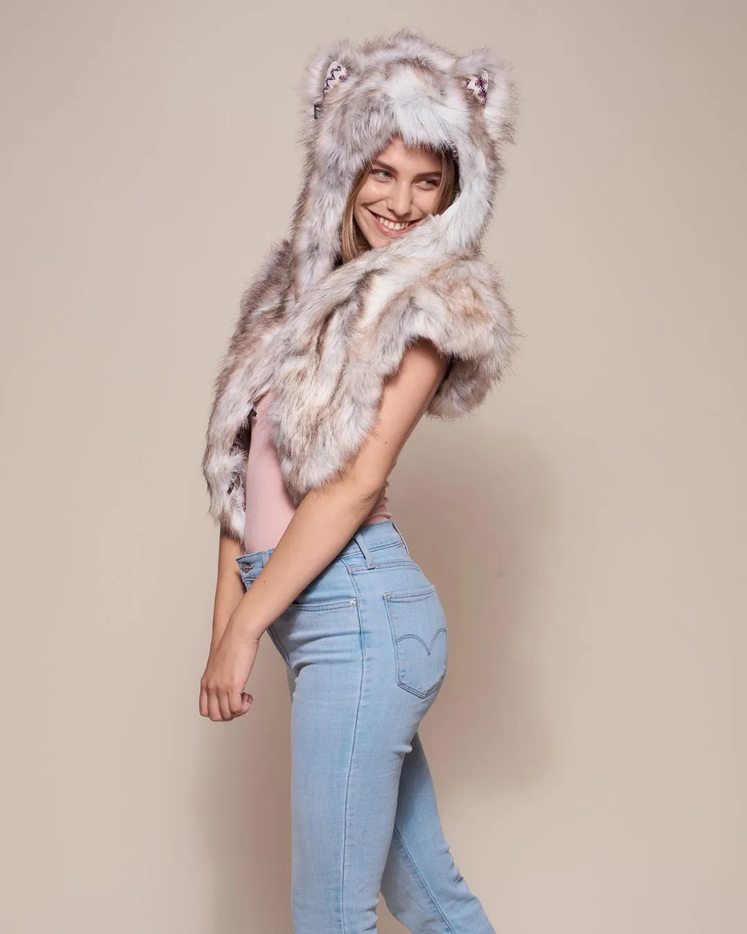 Timber Wolf Collector Faux Fur Shawl | Women's