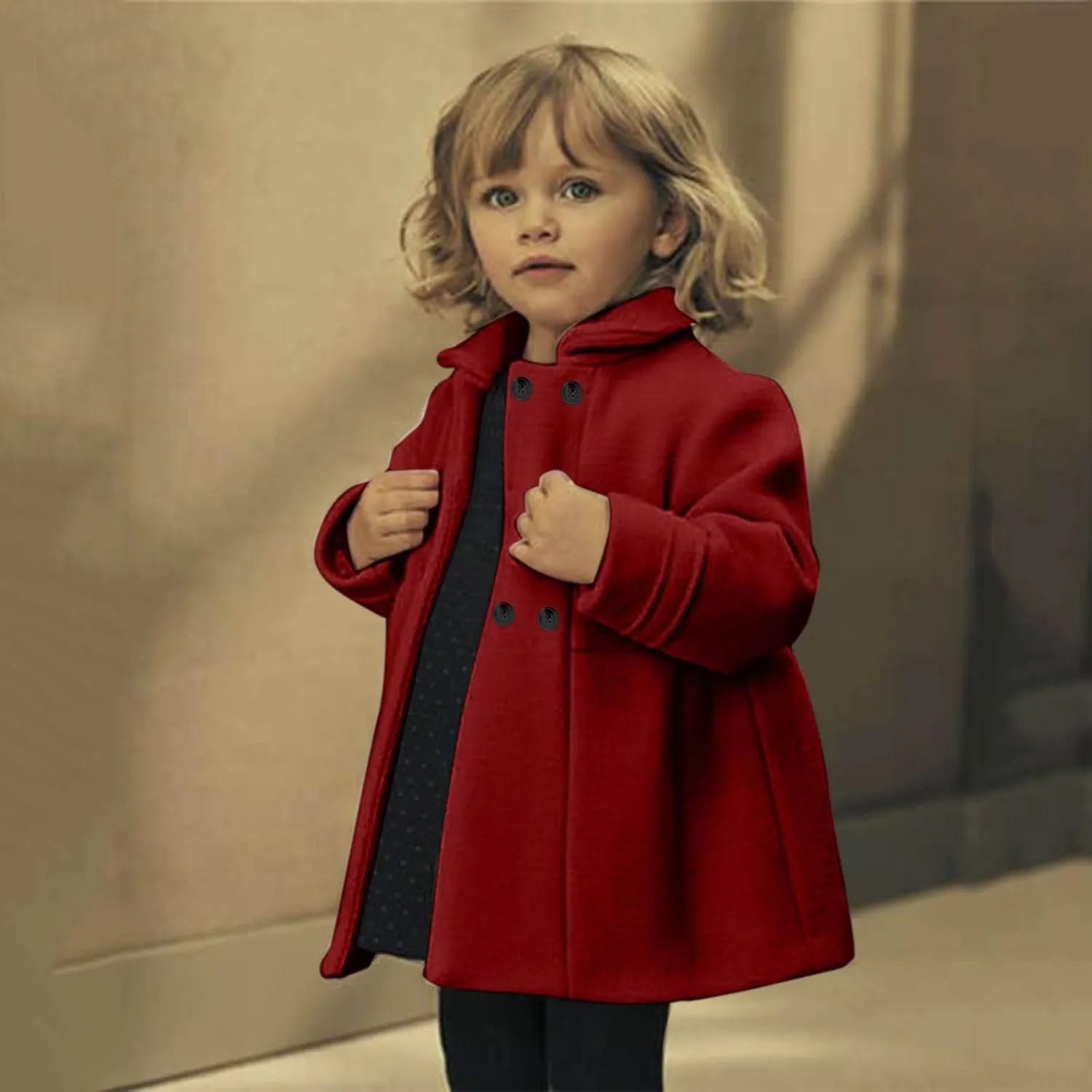 Toddler Baby Girl Spring Double Breasted Trench Coat Dress Long Sleeve Windbreaker Outerwear Trench Coat