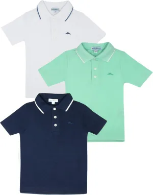 Tommy Bahama Boys Classic Fit Polo Shirt 3-Pack, Short Sleeve T-Shirts with Collar, Front Button Closure and Embroidered Logo