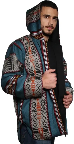 Traditional Handwoven Sadu Jacket  Authentic Jordanian Coat Arabian Unisex Design, Blend Wool Cotton Fabric Comfortable, Perfect for Cultural Fashion and Unique Style Padded and Hooded S Size