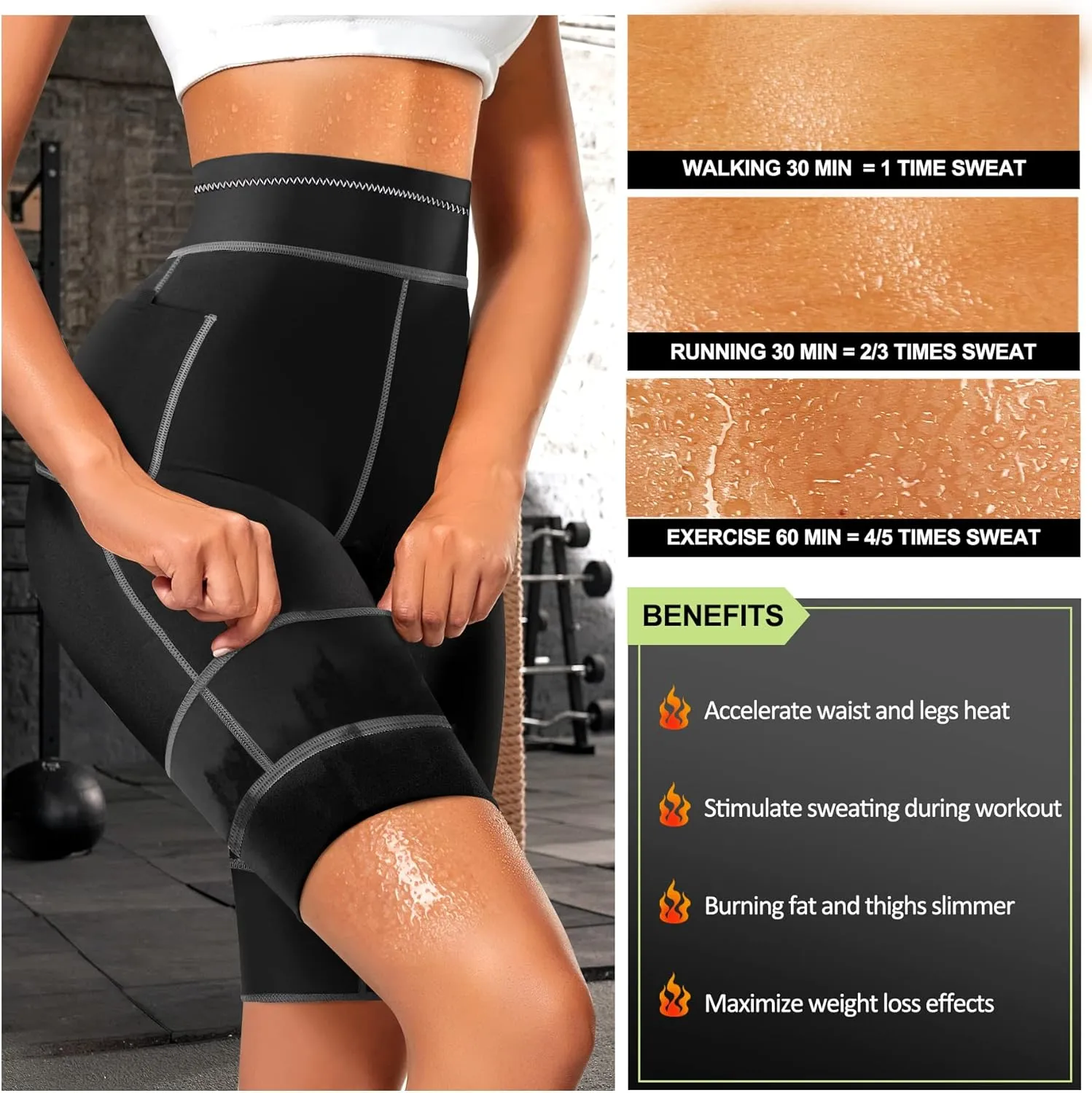 TrainingGirl Women's Hot Neoprene Sauna Sweat Shorts with Pocket Weight Loss Slimming Pants Workout Body Shaper Yoga Leggings
