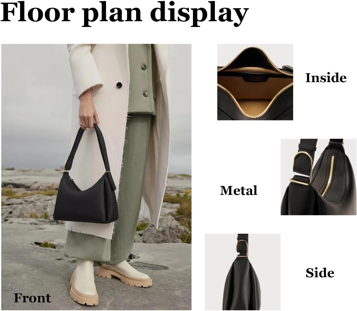 Trendy Leather Handbags,Crossbody Bags,Waterproof PU Shoulder BagMini Clutch Purse with Zipper Closure