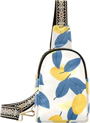 trendy Simple Yellow Lemon Illustration leather fanny pack anti-theft crossbody bags for women for travel