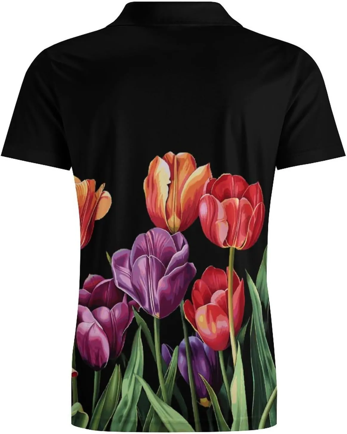 Tulips Flowers Men's Polo Shirt Short Sleeve Casual Athletic Quick Dry Golf T-Shirts