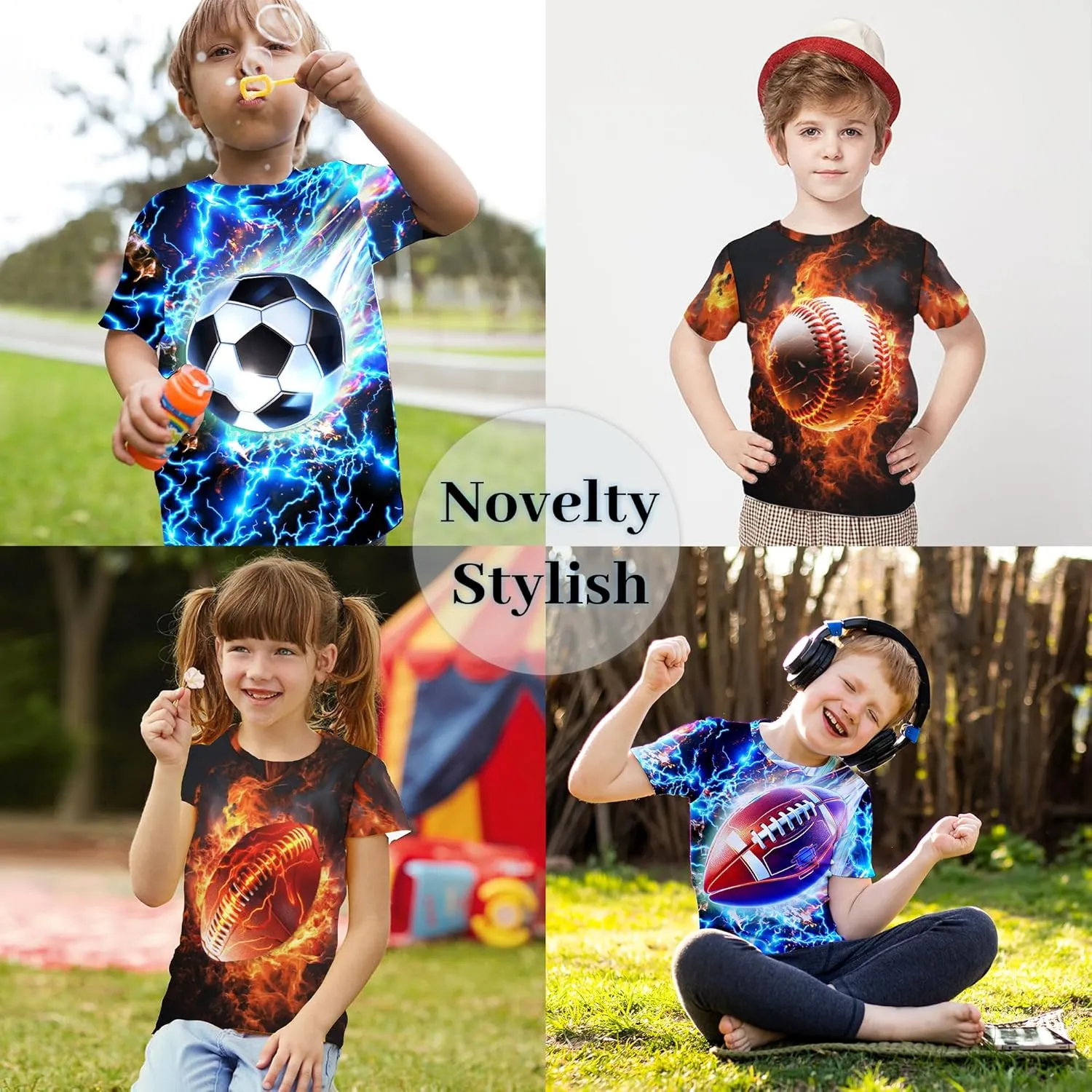Unisex 3D Graphic Printed T-Shirts, Boys Girls Kids Crewneck Short Sleeve T Shirts, Cool Tees for 6-16 Years Teens