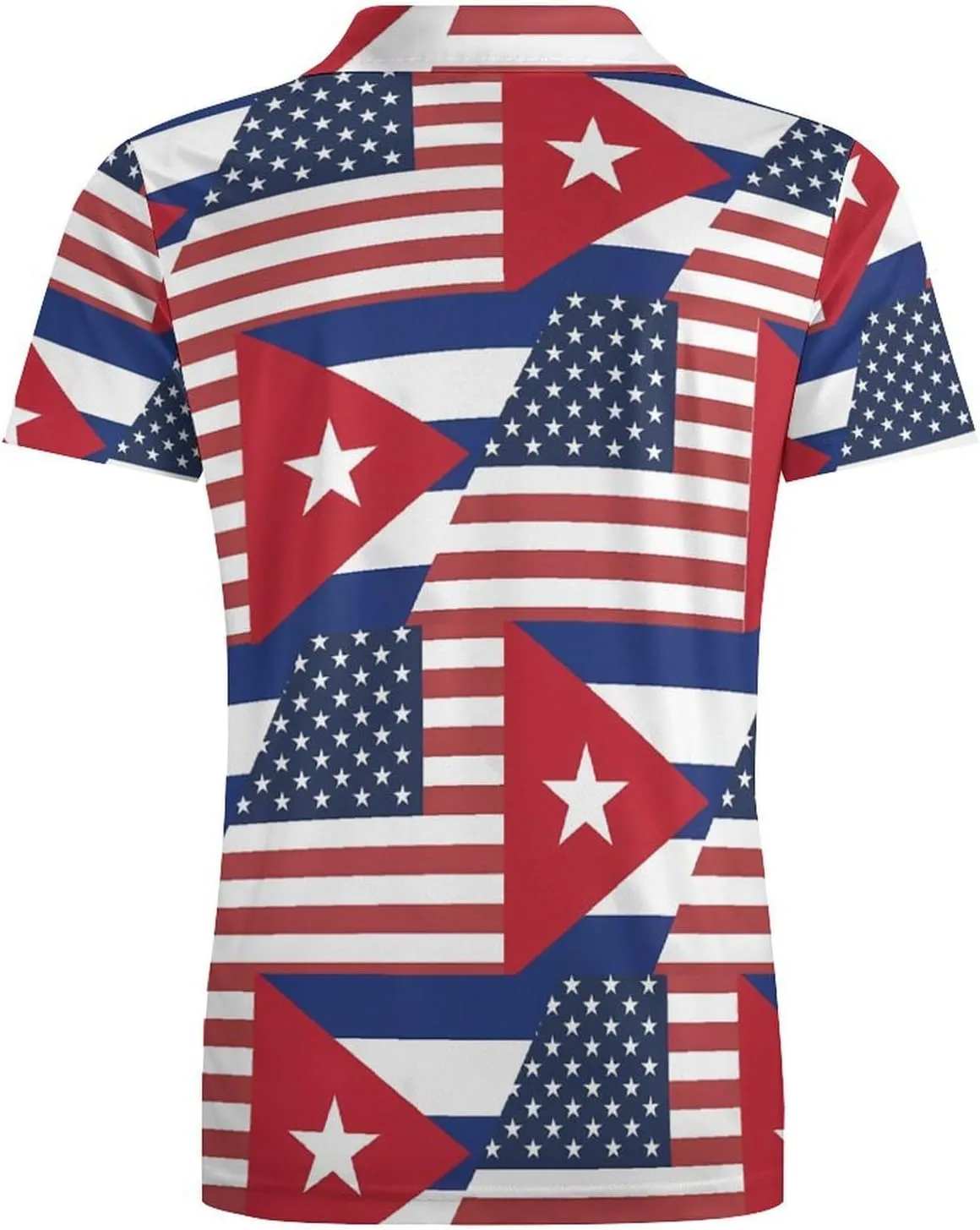 U.S. Cuba Flag Men's Polo Shirt Short Sleeve Casual Athletic Quick Dry Golf T-Shirts
