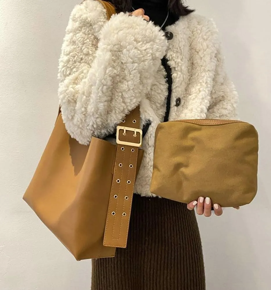 Vegan Leather Hobo Bag for Women Vintage Shoulder Bag Slouchy Bucket Handbag Crossbody Bag with Coin Purse