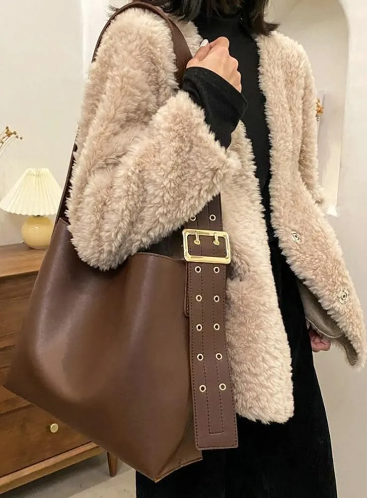 Vegan Leather Hobo Bag for Women Vintage Shoulder Bag Slouchy Bucket Handbag Crossbody Bag with Coin Purse