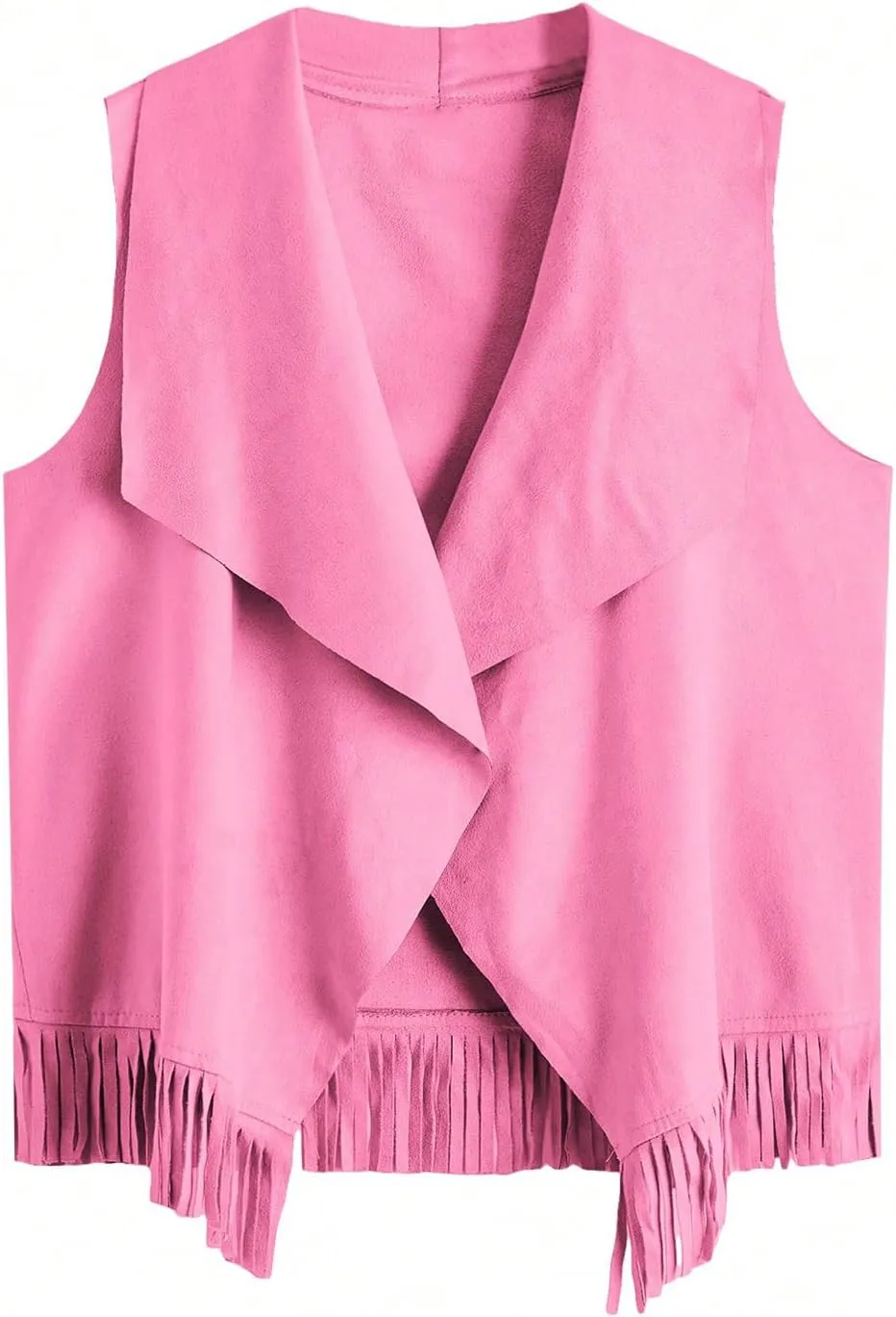 Verdusa Girl's Faux Suede Tassel Vest 70s Hippie Cardigan Cowgirl Fringe Jacket